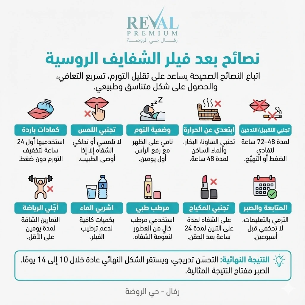 نصائح بعد فيلر الشفايف الروسية