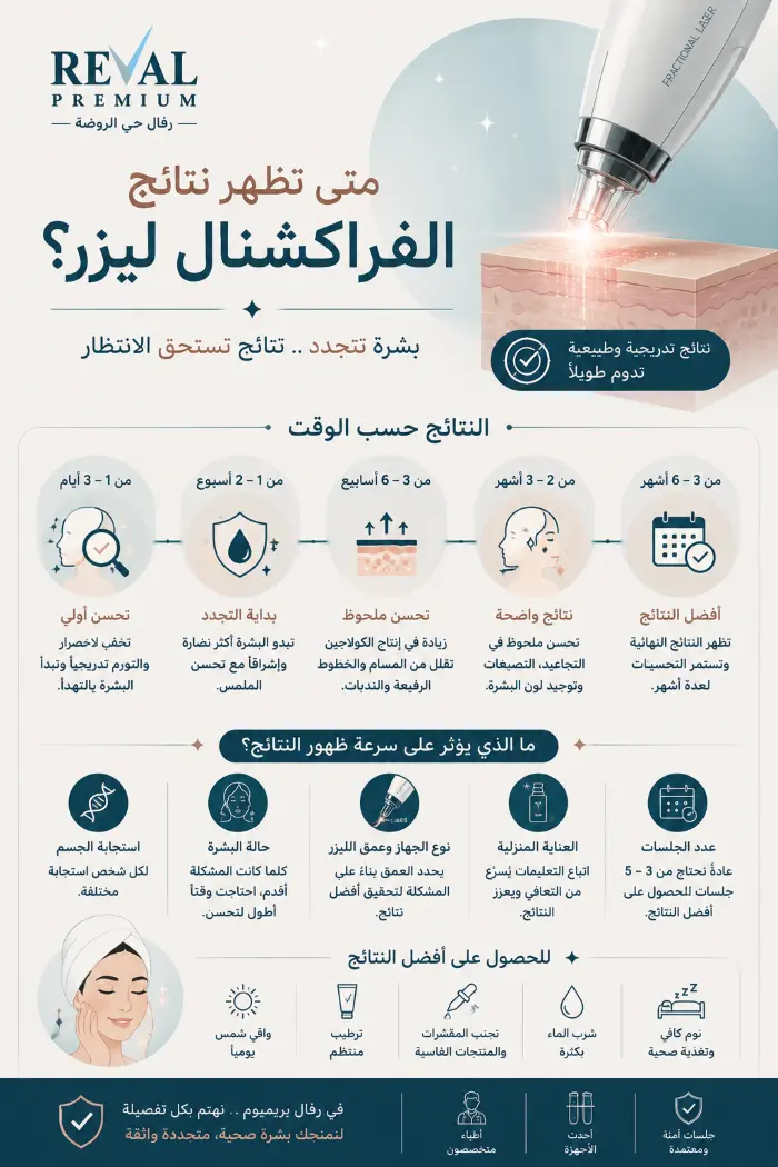متى تظهر نتائج جلسات الفراكشنال ليزر